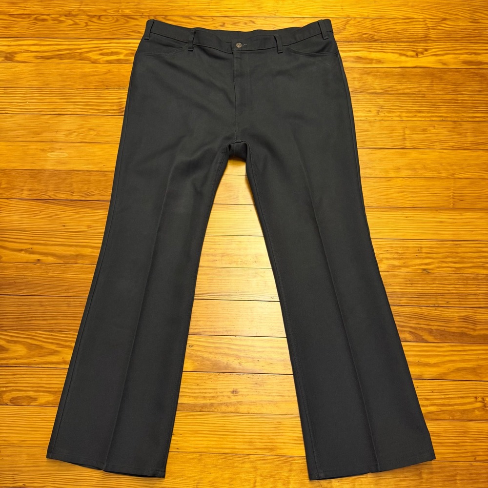 Vintage Levis Action Slacks Pants Mens 44x32 Black Polyester Dress 70s